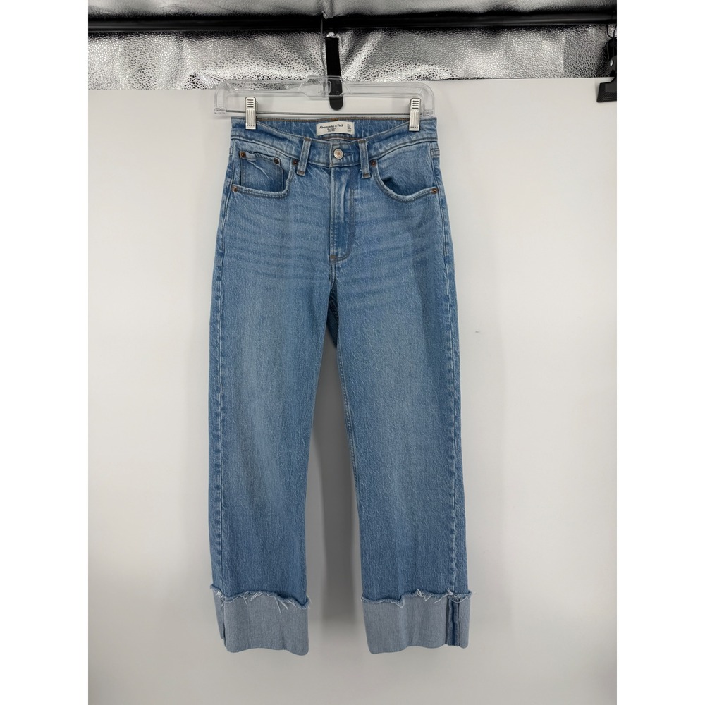 A&F Y2K 90s Style Streetwear Clean Girl Straight Leg Cuffed Jeans Sz00/24
